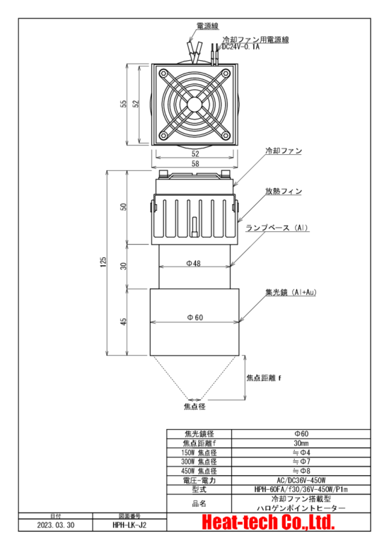ハロゲンポイントヒーター ラボキット LKHPH-60FA/f30/36V-450W + HCVD